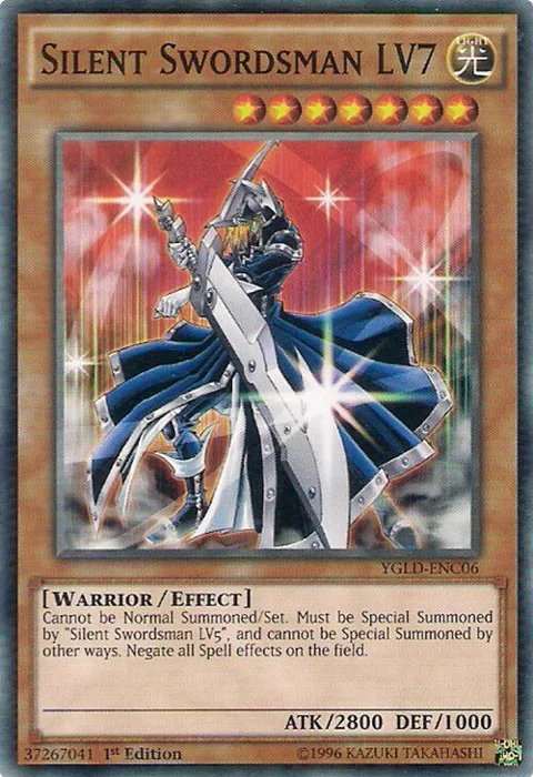 Silent Swordsman LV7 YGLD-ENC06 Yu-Gi-Oh card from King of Games: Yugi's Legendary Decks