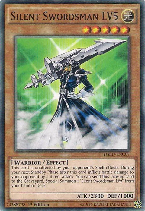 Silent Swordsman LV5 YGLD-ENC07 Yu-Gi-Oh card from King of Games: Yugi's Legendary Decks