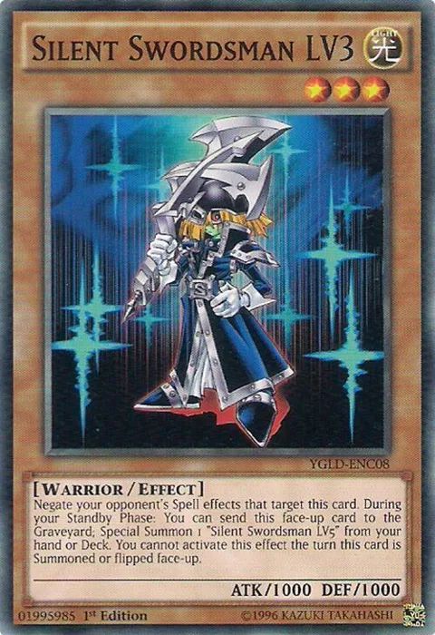 Silent Swordsman LV3 YGLD-ENC08 Yu-Gi-Oh card from King of Games: Yugi's Legendary Decks