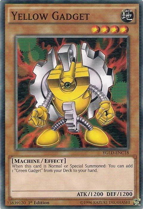 Yellow Gadget YGLD-ENC18 Yu-Gi-Oh card from King of Games: Yugi's Legendary Decks