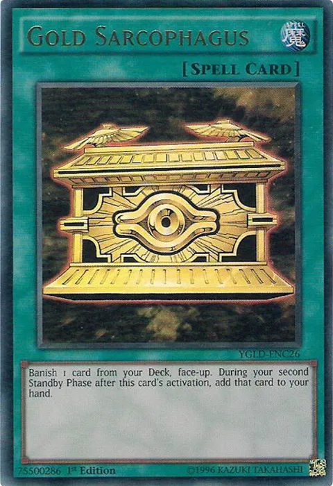 Gold Sarcophagus YGLD-ENC26 Yu-Gi-Oh card from King of Games: Yugi's Legendary Decks
