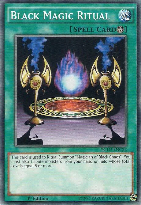 Black Magic Ritual YGLD-ENC32 Yu-Gi-Oh card from King of Games: Yugi's Legendary Decks