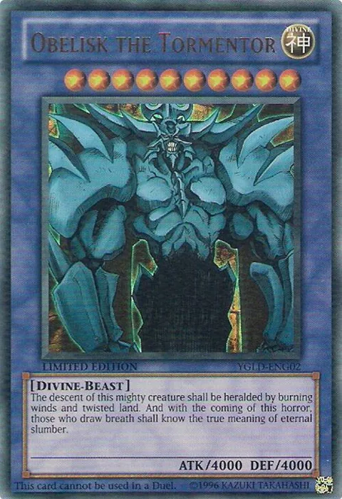 Obelisk the Tormentor YGLD-ENG02 Yu-Gi-Oh card from King of Games: Yugi's Legendary Decks