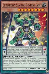 Superheavy Samurai General Jade BOSH-EN010 Yu-Gi-Oh card from Breakers of Shadow