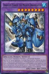 Dinoster Power, the Mighty Dracoslayer BOSH-EN046 Yu-Gi-Oh card from Breakers of Shadow