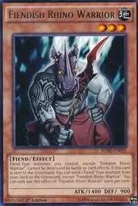 Fiendish Rhino Warrior BOSH-EN091 Unlimited Yu-Gi-Oh card from Breakers of Shadow