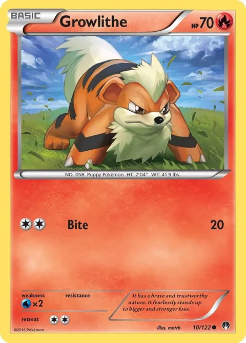 Growlithe #10/122 Pokémon card from XY - BREAKpoint