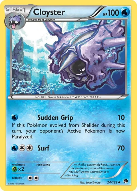 Cloyster #24/122 Reverse Holofoil Pokémon card from XY - BREAKpoint