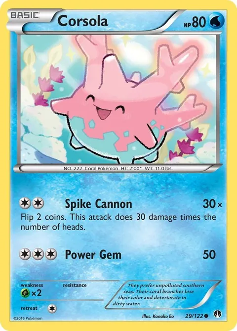 Corsola #29/122 Reverse Holofoil Pokémon card from XY - BREAKpoint