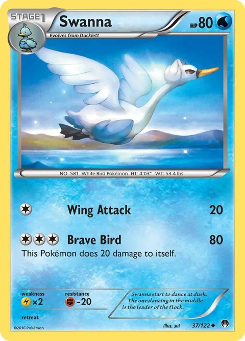 Swanna #37/122 Reverse Holofoil Pokémon card from XY - BREAKpoint