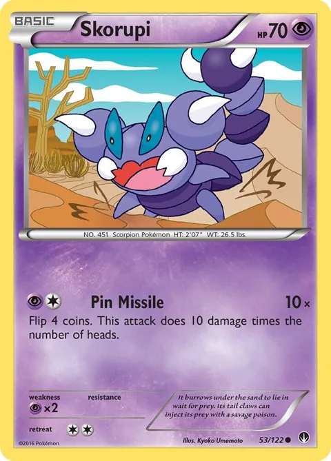 Skorupi #53/122 Reverse Holofoil Pokémon card from XY - BREAKpoint