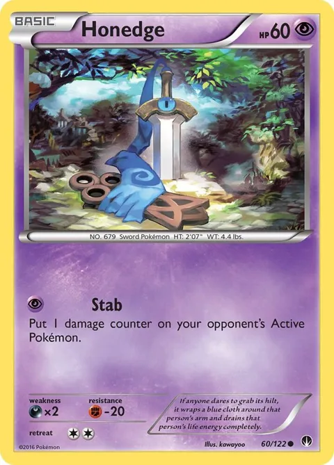 Honedge #60/122 Reverse Holofoil Pokémon card from XY - BREAKpoint