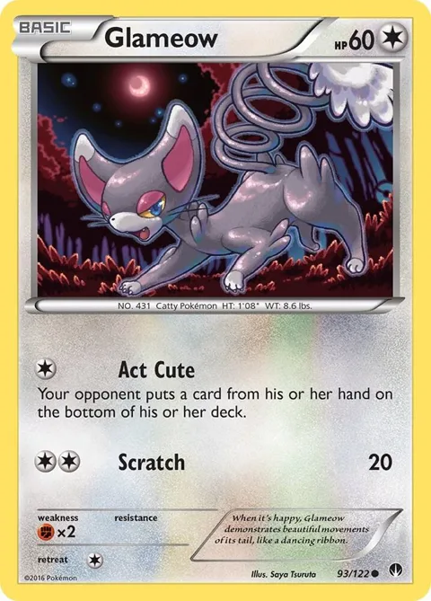 Glameow #93/122 Pokémon card from XY - BREAKpoint