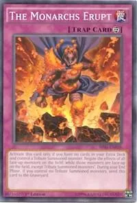 The Monarchs Erupt SR01-EN038 1st Edition Yu-Gi-Oh card from Structure Deck: Emperor of Darkness