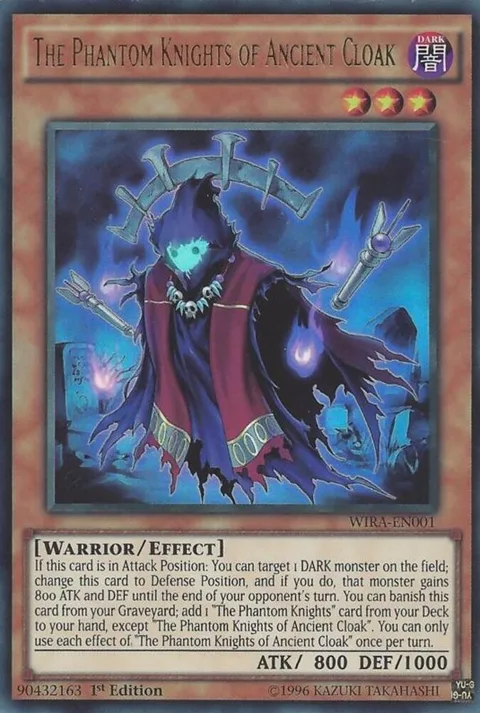 The Phantom Knights of Ancient Cloak WIRA-EN001 Yu-Gi-Oh card from Wing Raiders