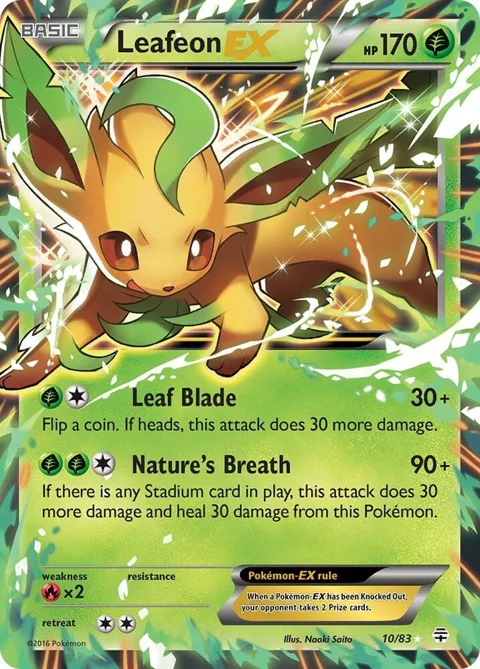 Leafeon EX #10/83 Holofoil Pokémon card from Generations