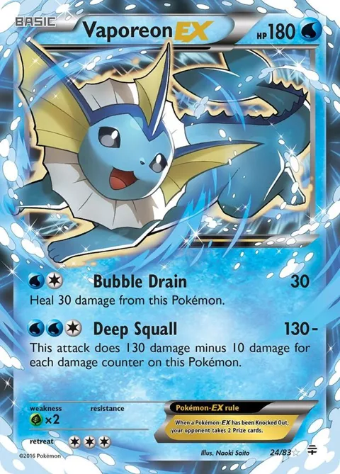 Vaporeon EX #24/83 Holofoil Pokémon card from Generations