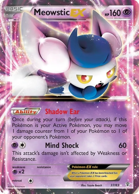 Meowstic EX #37/83 Holofoil Pokémon card from Generations