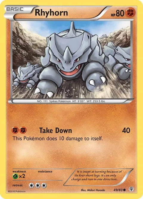 Rhyhorn #49/83 Pokémon card from Generations