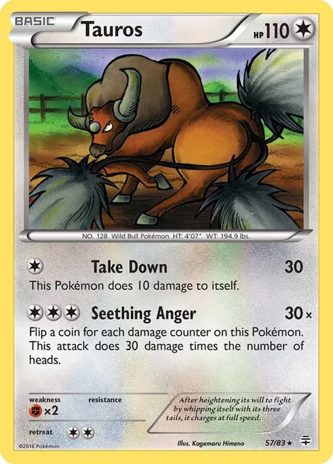Tauros #57/83 Pokémon card from Generations