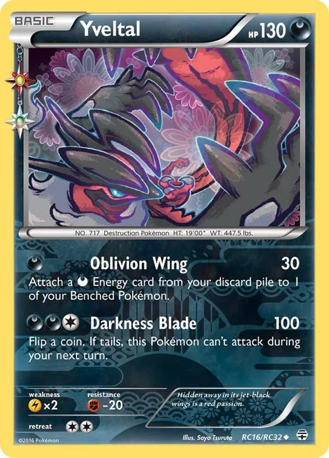 Yveltal #RC16/RC32 Holofoil Pokémon card from Generations: Radiant Collection