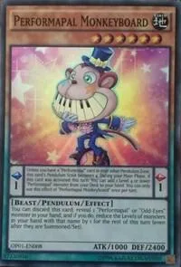 Performapal Monkeyboard OP01-EN008 Yu-Gi-Oh card from OTS Tournament Pack 1