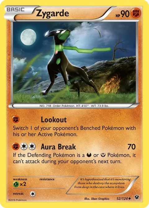 Zygarde 52 #52/124 Pokémon card from XY - Fates Collide
