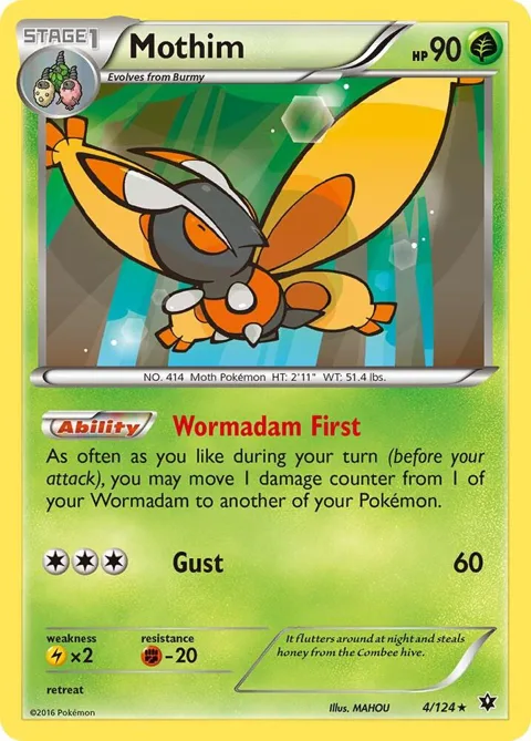 Mothim #4/124 Pokémon card from XY - Fates Collide
