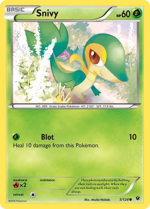 Snivy #5/124 Pokémon card from XY - Fates Collide