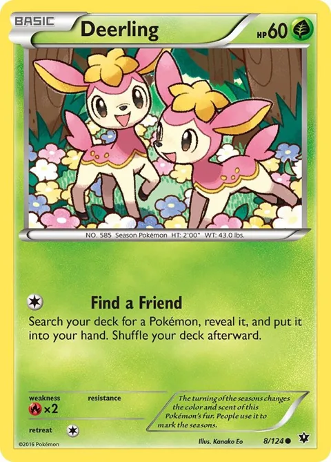 Deerling #8/124 Reverse Holofoil Pokémon card from XY - Fates Collide
