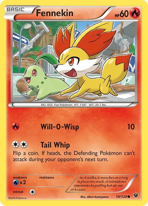 Fennekin 10 #10/124 Pokémon card from XY - Fates Collide