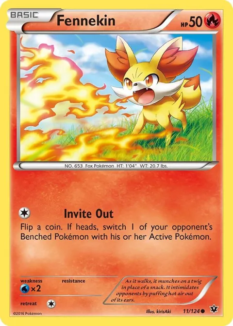 Fennekin 11 #11/124 Reverse Holofoil Pokémon card from XY - Fates Collide