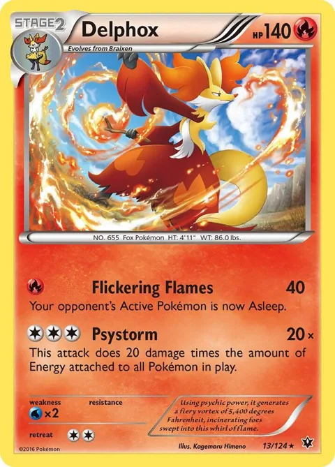 Delphox #13/124 Reverse Holofoil Pokémon card from XY - Fates Collide