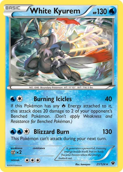 White Kyurem #21/124 Reverse Holofoil Pokémon card from XY - Fates Collide