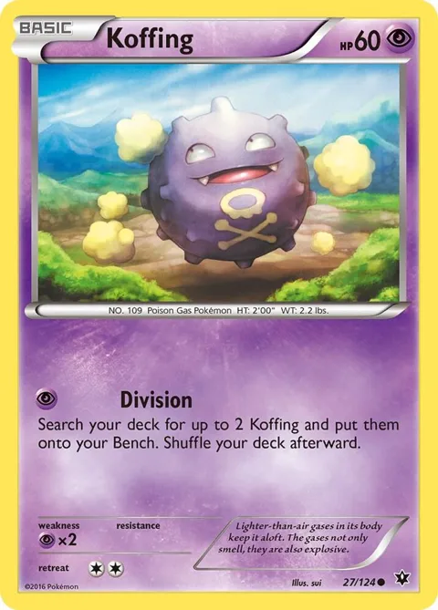 Koffing #27/124 Reverse Holofoil Pokémon card from XY - Fates Collide