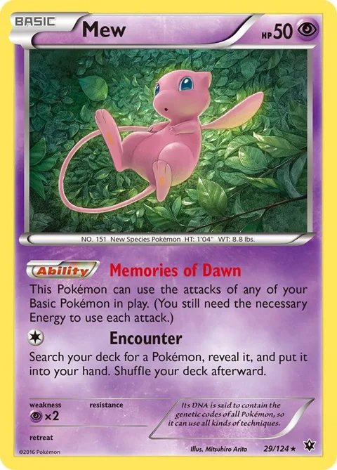 Mew #29/124 Reverse Holofoil Pokémon card from XY - Fates Collide