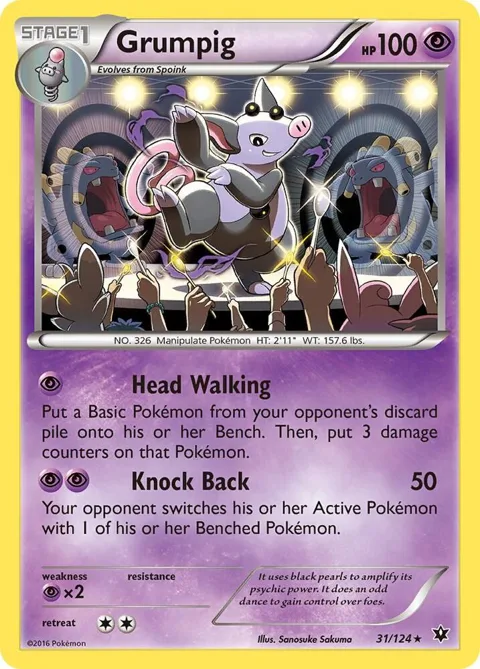 Grumpig #31/124 Reverse Holofoil Pokémon card from XY - Fates Collide