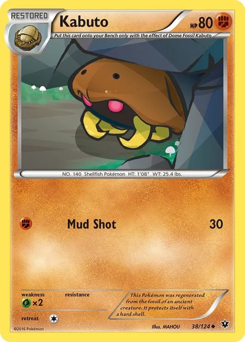 Kabuto #38/124 Reverse Holofoil Pokémon card from XY - Fates Collide