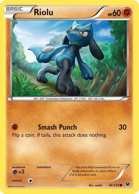 Riolu 46 #46/124 Pokémon card from XY - Fates Collide
