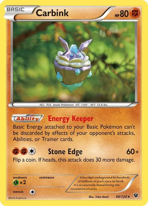 Carbink 49 #49/124 Pokémon card from XY - Fates Collide