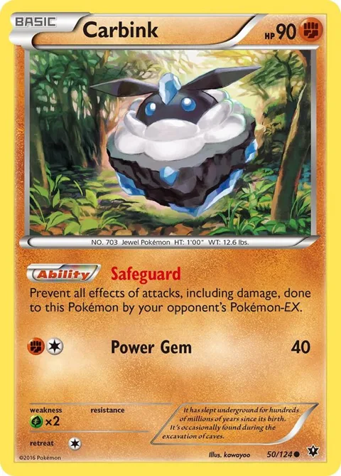 Carbink 50 #50/124 Reverse Holofoil Pokémon card from XY - Fates Collide