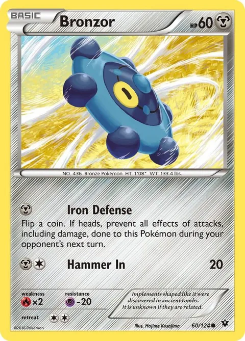 Bronzor #60/124 Pokémon card from XY - Fates Collide