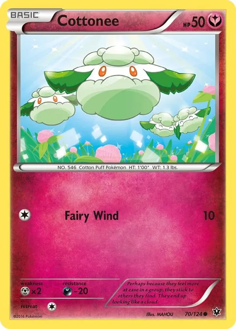 Cottonee #70/124 Reverse Holofoil Pokémon card from XY - Fates Collide