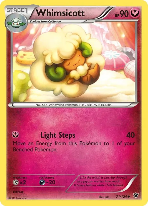 Whimsicott #71/124 Reverse Holofoil Pokémon card from XY - Fates Collide