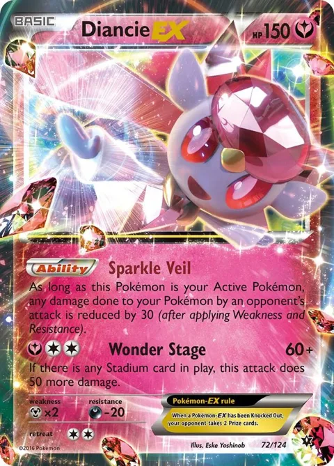 Diancie EX #72/124 Holofoil Pokémon card from XY - Fates Collide