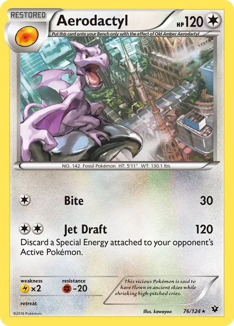 Aerodactyl #76/124 Pokémon card from XY - Fates Collide