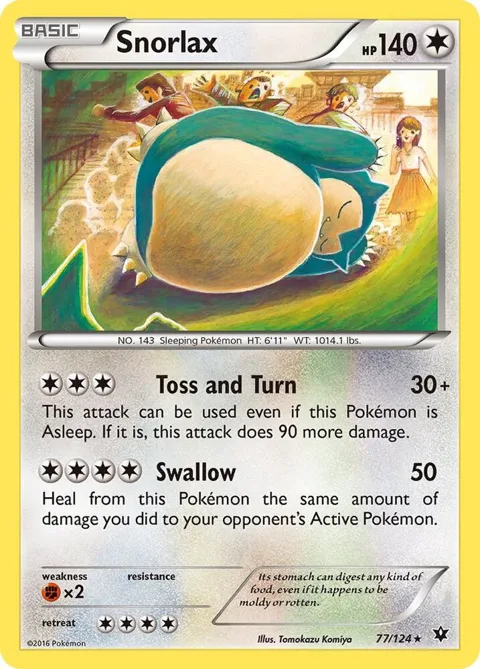 Snorlax #77/124 Pokémon card from XY - Fates Collide