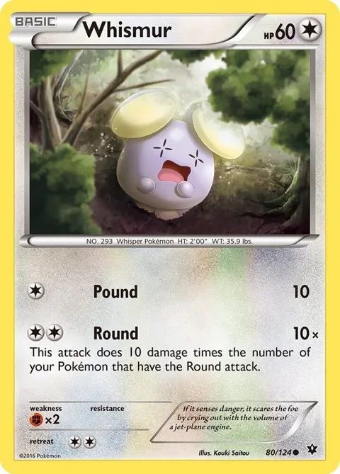 Whismur #80/124 Pokémon card from XY - Fates Collide