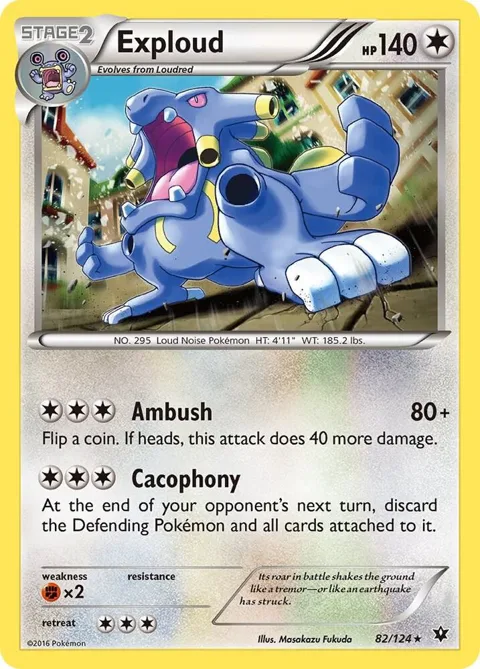 Exploud #82/124 Pokémon card from XY - Fates Collide