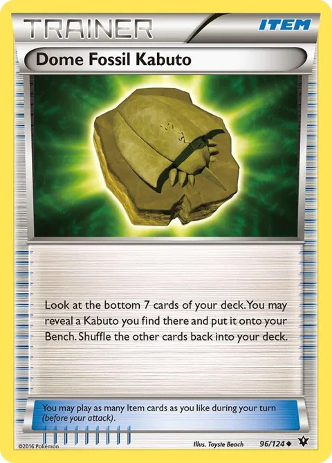 Dome Fossil Kabuto #96/124 Reverse Holofoil Pokémon card from XY - Fates Collide